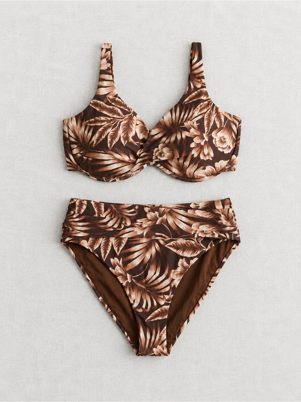 Seafolly Coasta Bella Brown Tropical Floral Underwire Bikini Set